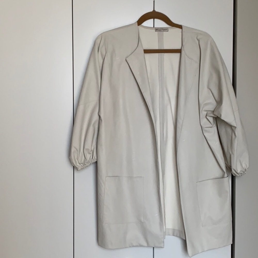 Zara white faux leather jacket